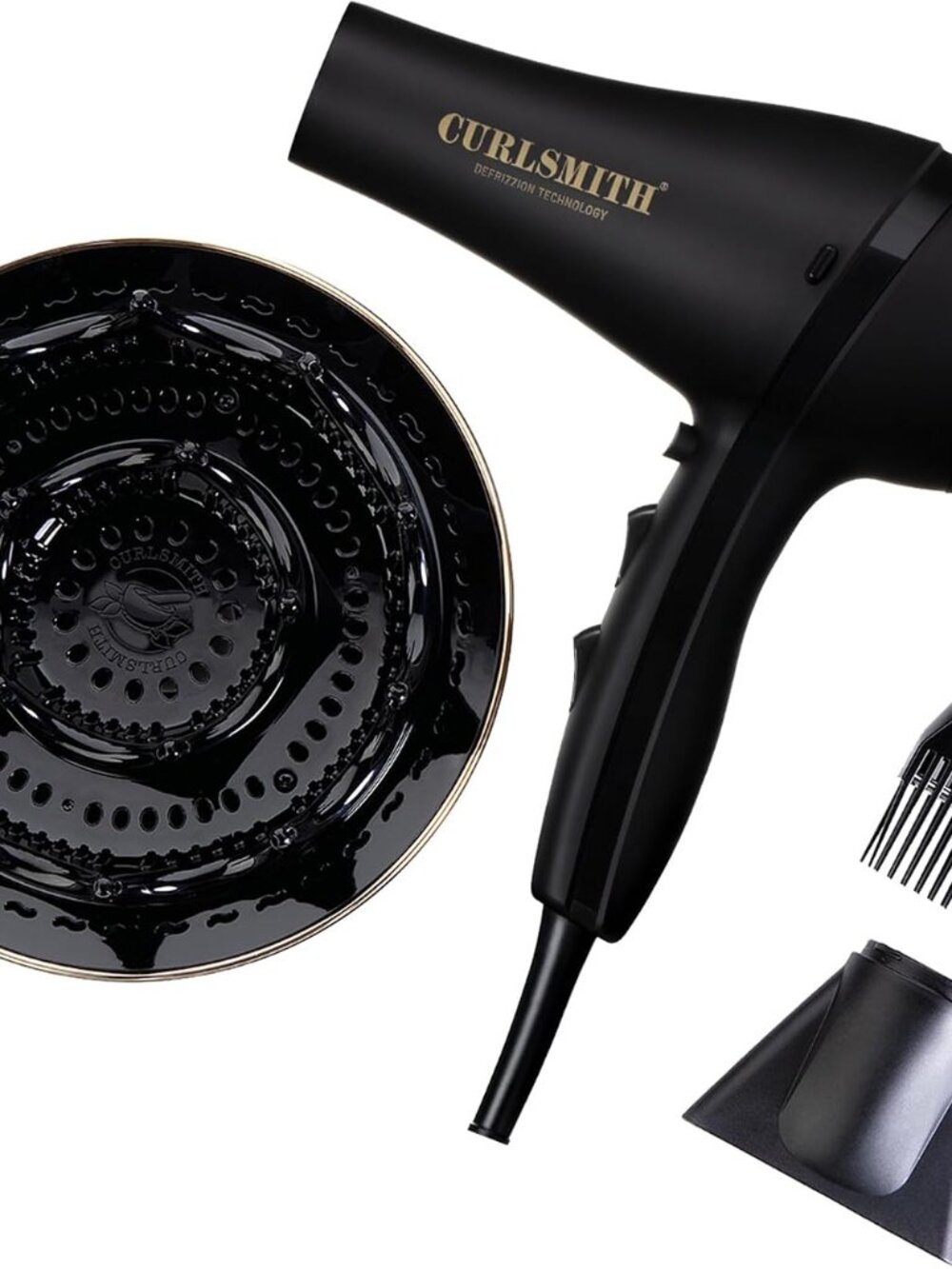 CURLSMITH Defrizzion Hair Dryer, for Curly Hair, with Extra Large 8" Diffuser fo